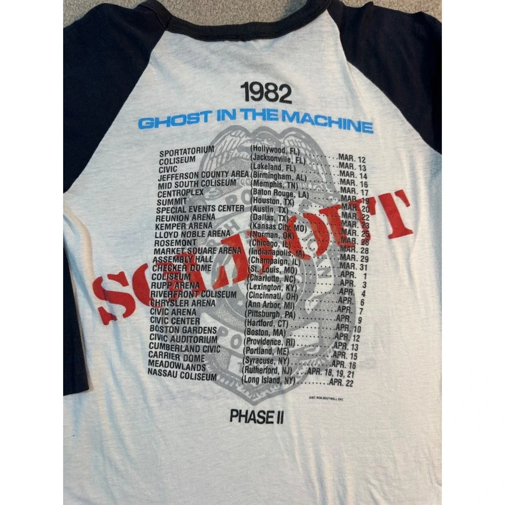 Vtg 1982 The Police Ghost In The Machine Tour Raglan 3/4 Sleeve Shirt Phase II M - Picture 10 of 10